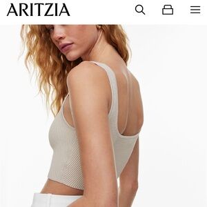 Aritzia babaton ribbed knit stretch Cream Tank Top cream / beige crop small